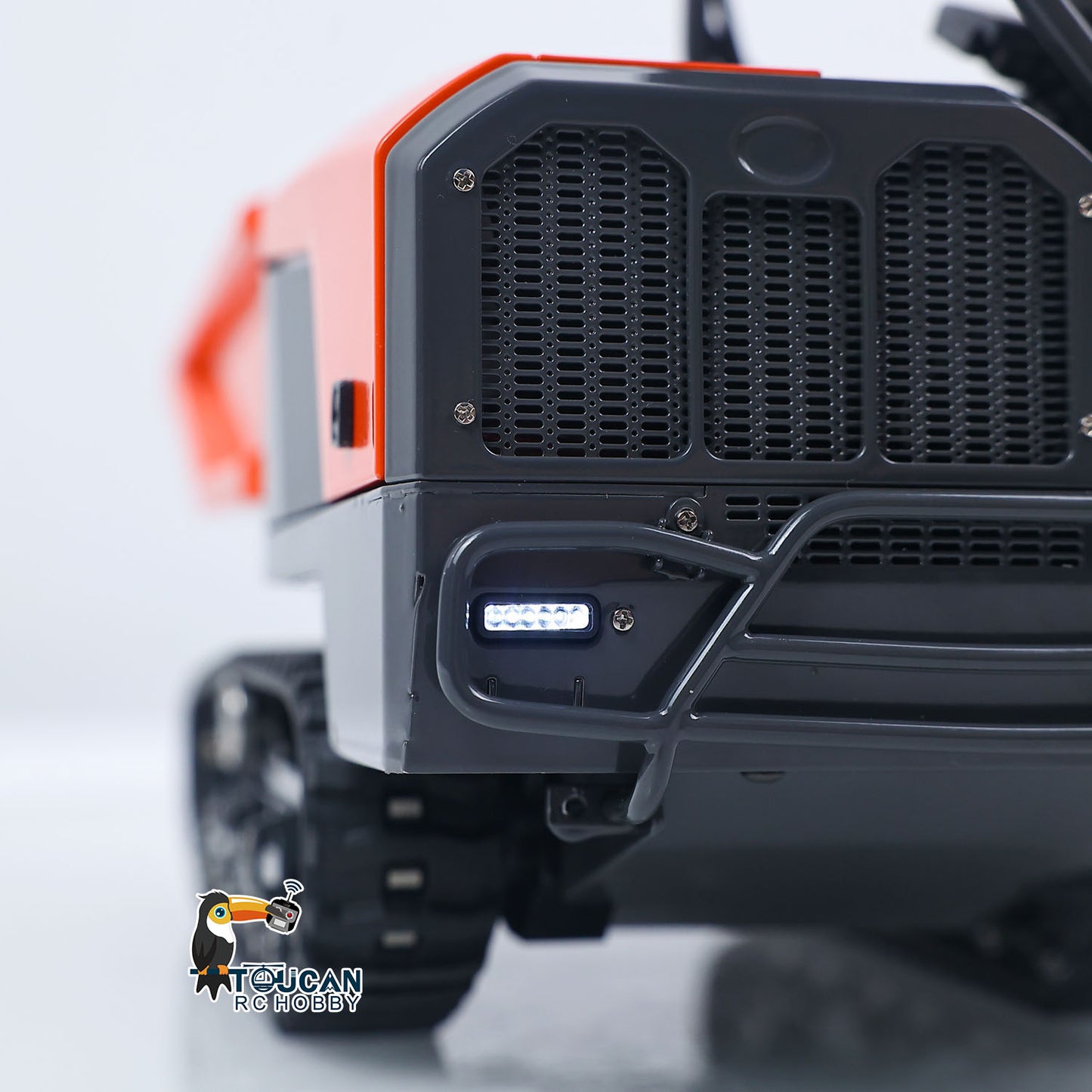 LS 1/14 RC Metal Hydraulic Tracked Dumper Aoue KC300HR‑5 Front Grille Radiator Area Close‑up RC Construction Dumper Front Body Detail
