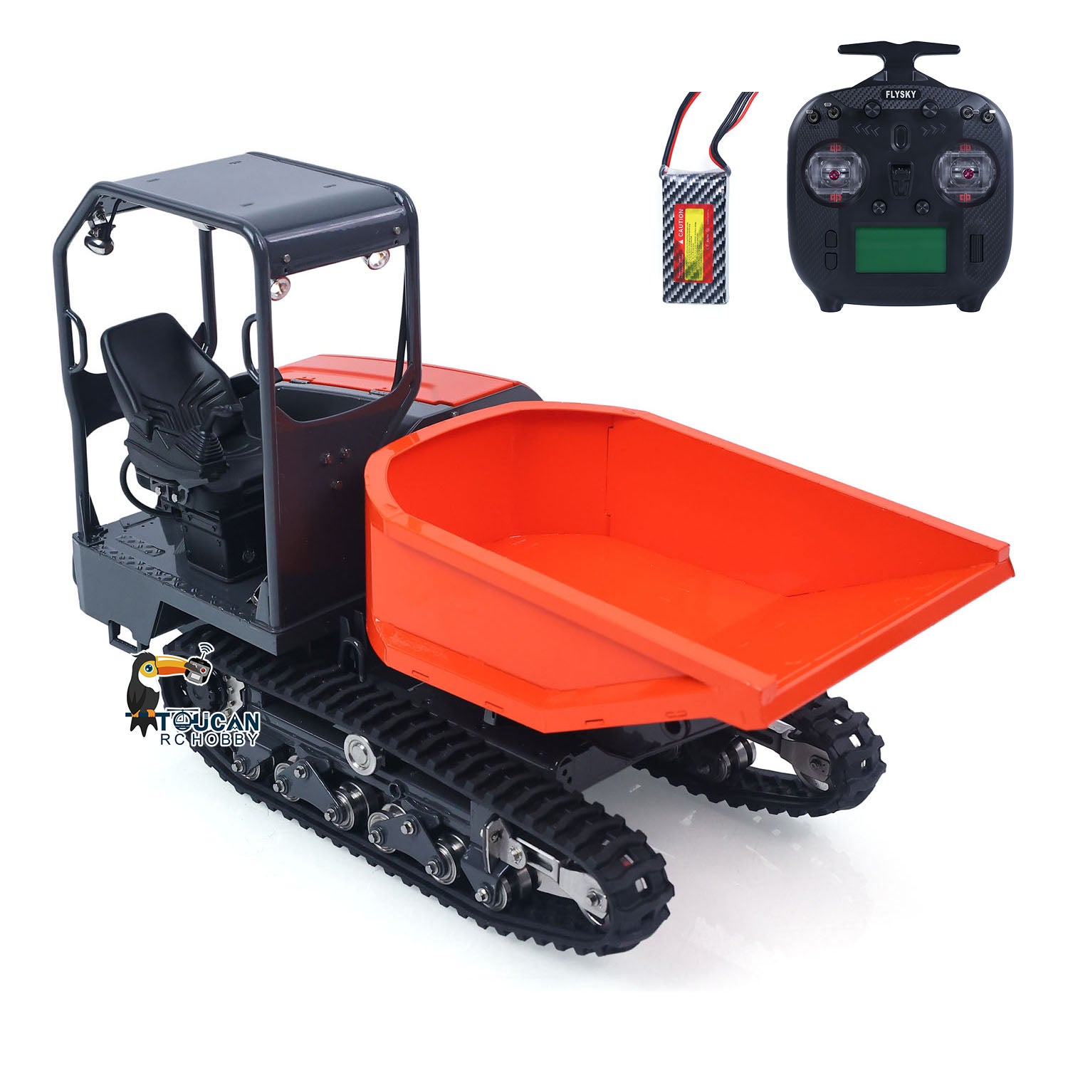LS 1/14 RC Metal Hydraulic Tracked Dumper Aoue KC300HR‑5 Pre‑Painted Assembled RC Crawler Tipper With Rubber Track, ST8 Transmitter & 3S‑1300mAh