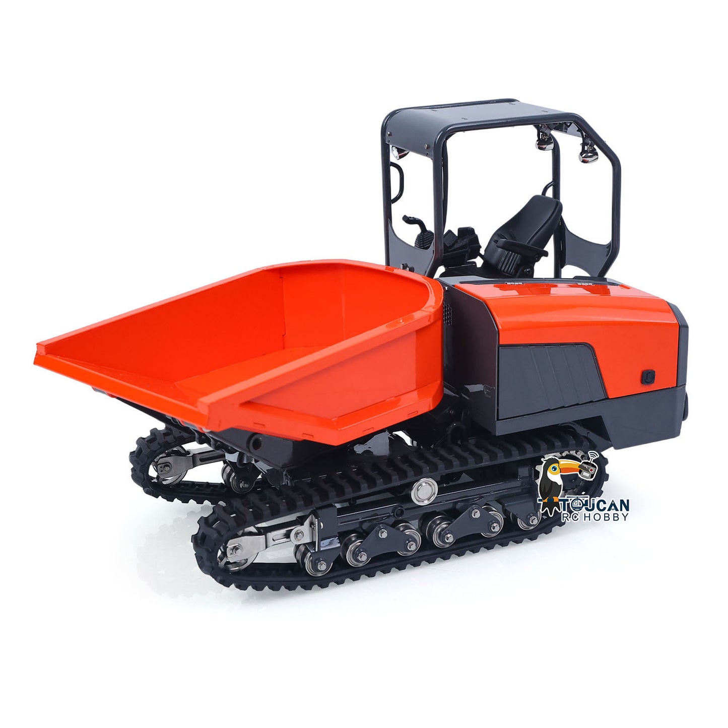 LS 1/14 RC Metal Hydraulic Tracked Dumper Aoue KC300HR‑5 Side Static View RC Mini Crawler Tipper Factory Painted Red Dark‑Grey Scale Machinery