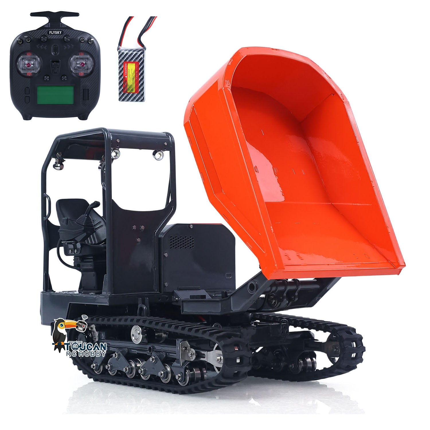 LS 1/14 RC Metal Hydraulic Tracked Dumper Aoue KC300HR‑5 Hydraulic Tipping Bucket Working Pose Rubber Track RC Mini Dumper Scale Construction Model