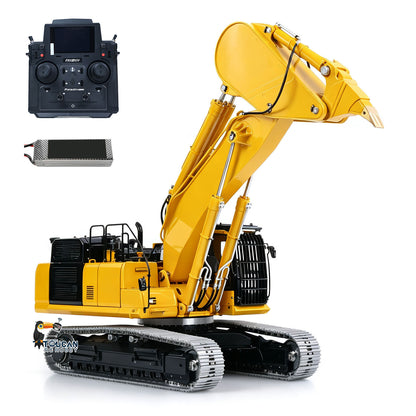 LS 1/14 RC PC500 Hydraulic Digger Rock Arm Model, Lifted Boom Working Posture, Full Metal Track Chassis, Yellow Finished RC Construction Machinery
