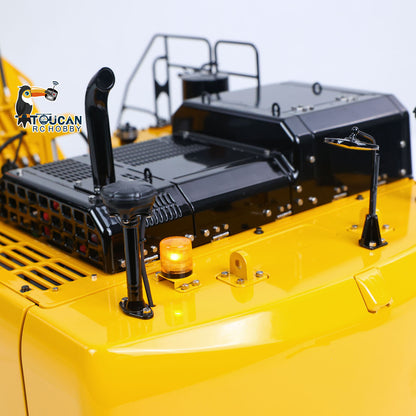 LS 1/14 RC Metal PC500 Excavator Rock Arm Version, Top Down View Of Upper Deck, Engine Housing, Warning Light And Safety Handrail Details