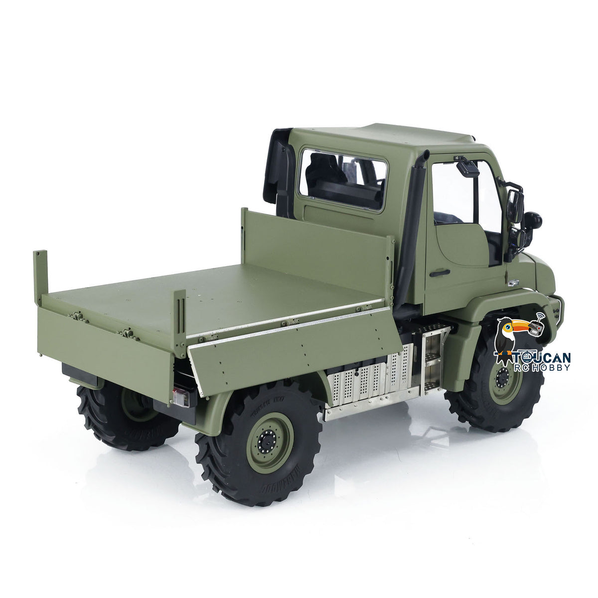 MD 1/10 RC Offroad Truck U423 Green Rear View, Metal Cargo Bed Simulation