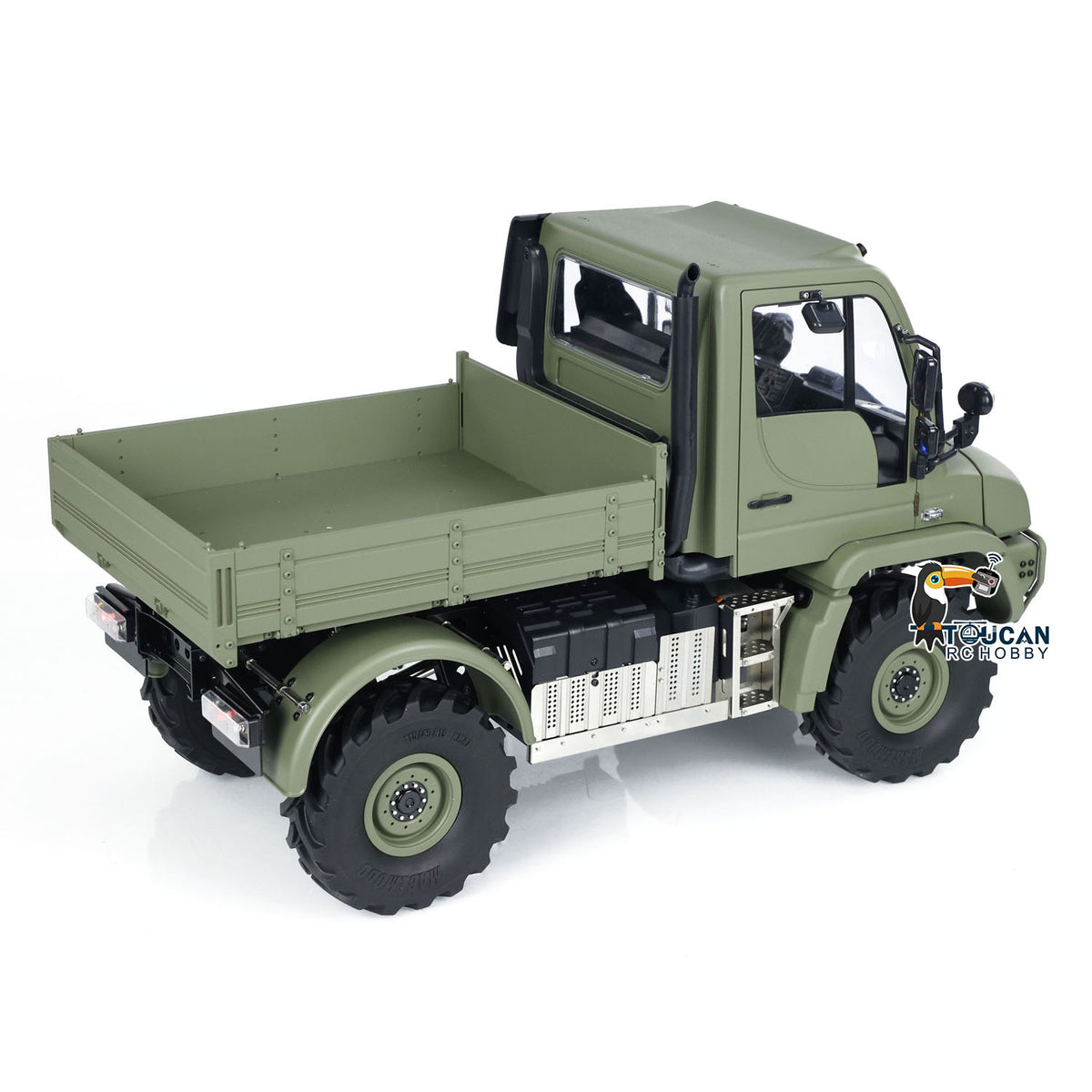 MD 1/10 RC Crawler U423 Green Side View, Simulated Snorkel, Chimney and Wiper Details