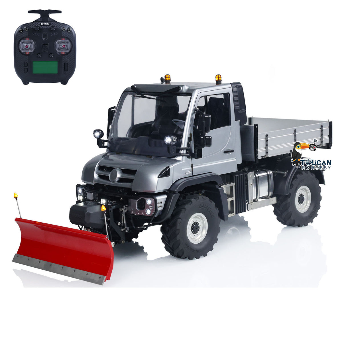 MD 1/10 RC 4X4 Crawler U423 Grey With Hydraulic Snow Plow & Dump Bed, 2-Speed Transmission, ST8 Remote, Light & Sound, No Battery Charger