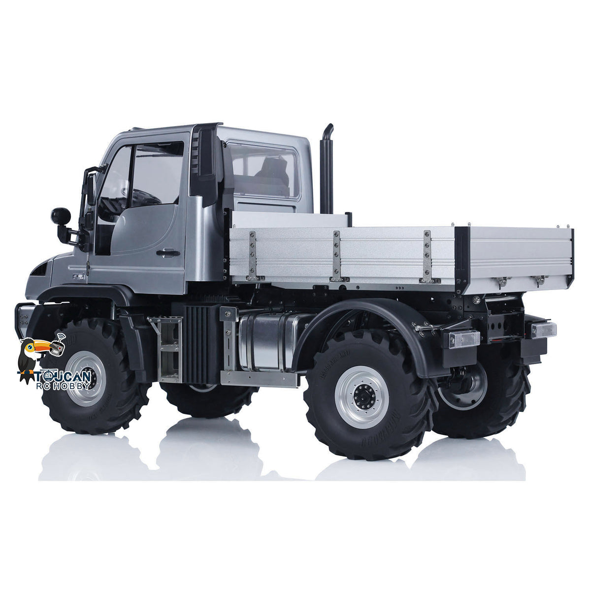 MD 1/10 RC Offroad Truck U423 Grey Side View, CNC Metal Front & Rear Axle Diff Locks