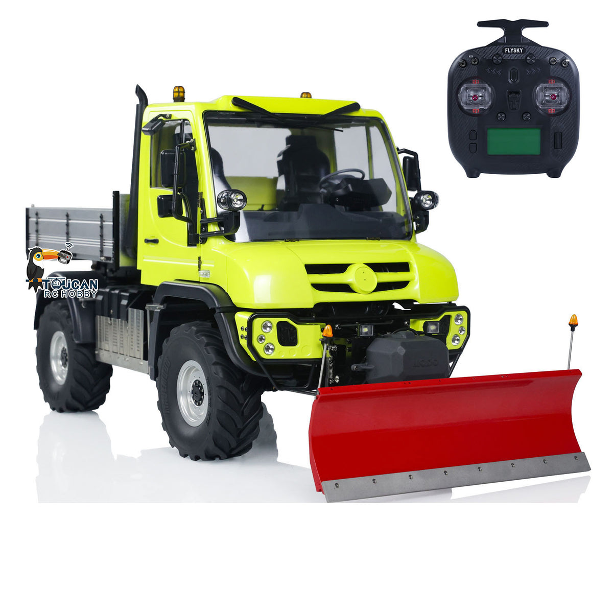 MD 1/10 RC Offroad Truck U423 Lemon Yellow, Metal Cargo Bed, Hydraulic Snow Blade, Pre-Painted Assembled Model
