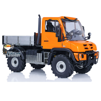MD 1/10 RC Offroad Truck U423 Orange Side View, Full Metal CNC Steering Structure