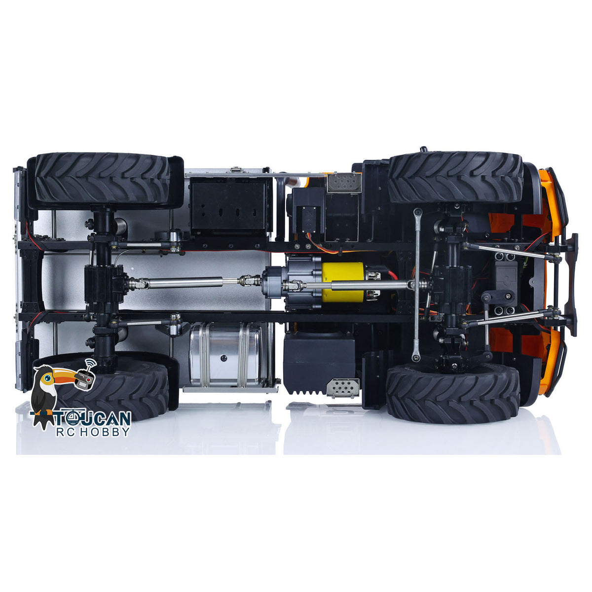 MD 1/10 RC 4X4 U423 Bottom Chassis View, Two-Speed Transmission and Differential Locks