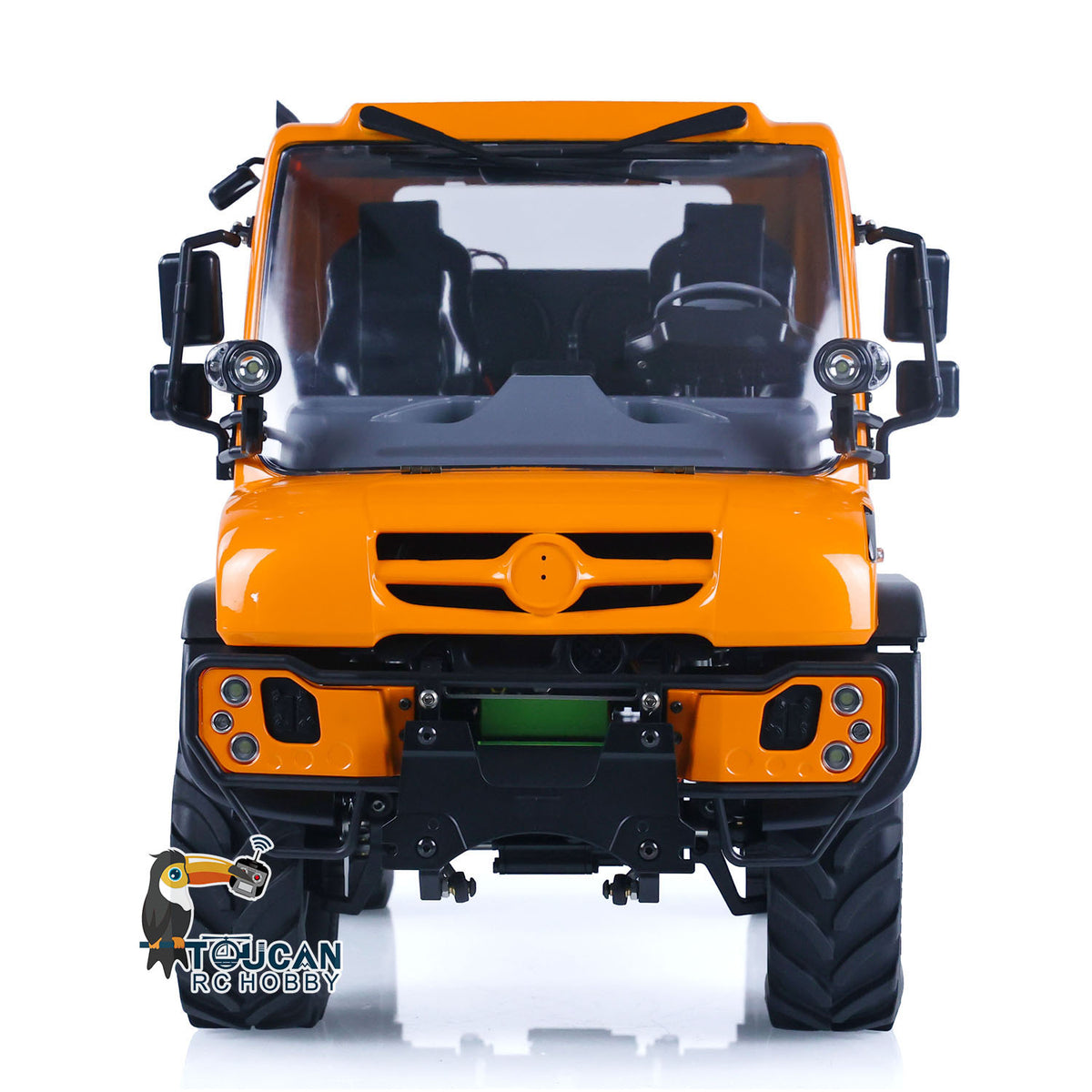 MD 1/10 RC Crawler U423 Orange Straight Front View, Realistic Front Bumper Details