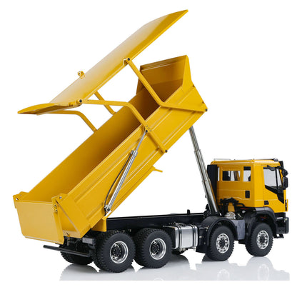 MD 1/14 8x8 metal hydraulic RC dump truck rear view with raised dump bed