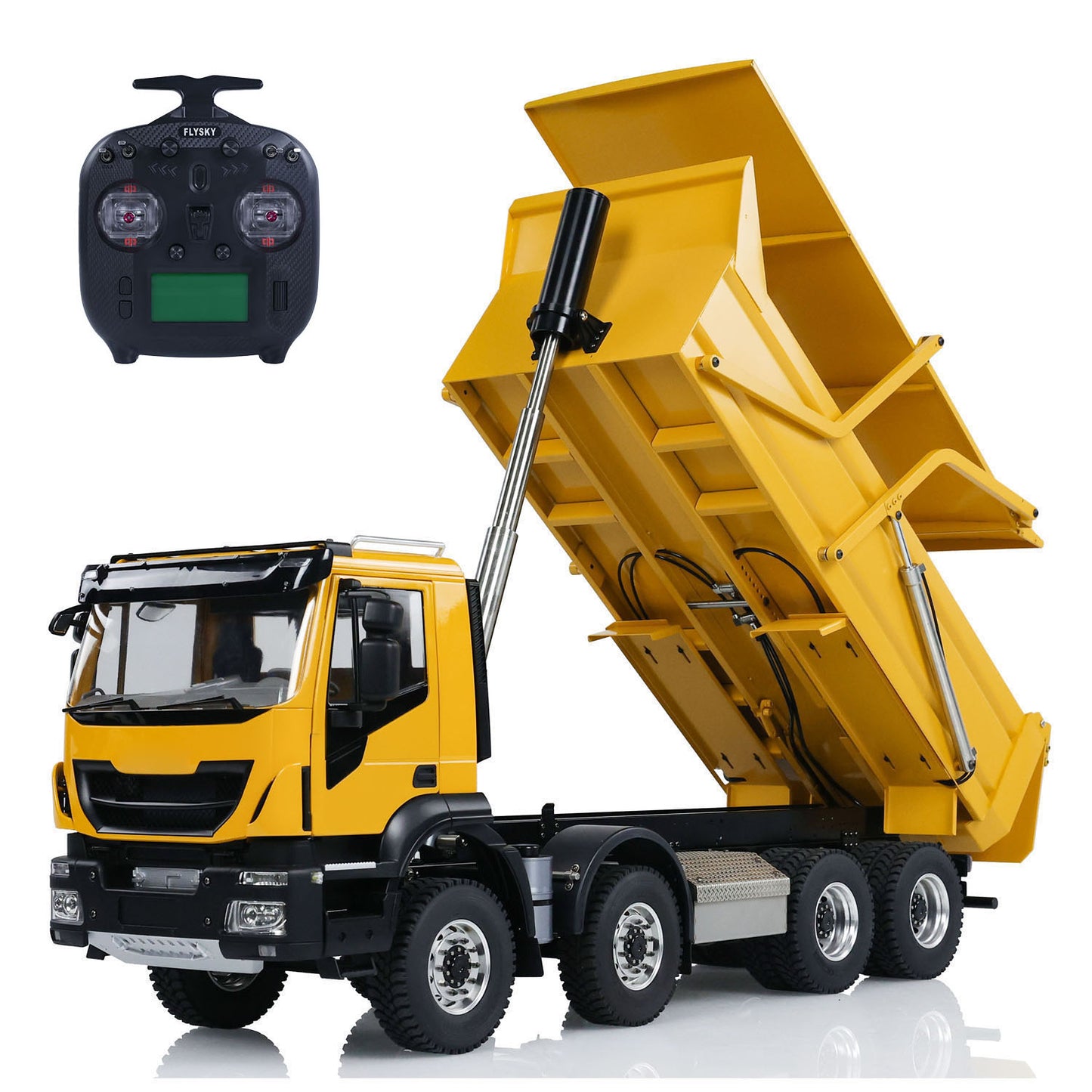MD 1/14 8x8 metal hydraulic RC dump truck with raised hydraulic dump bed