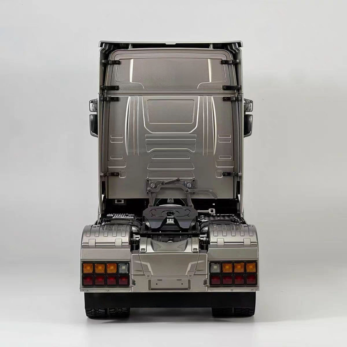 MD 1/14 RC 4x4 Tractor Truck 770S Base Taupe Full Rear View, Metal Chassis RC Tractor Scale Model