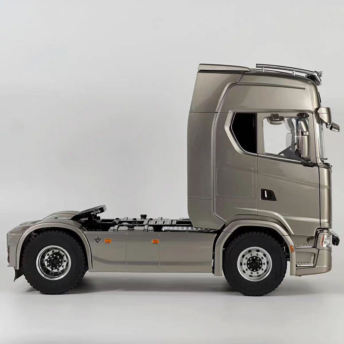 MD 1/14 RC 4x4 Tractor Truck 770S Base Taupe Side Profile, Openable Cab Door, RC Scale Hobby Truck
