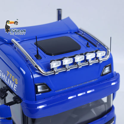 MD 1/14 RC 4x4 Tractor Truck 770S Cab Roof Close-Up, Multi-mode LED Auxiliary Roof Light