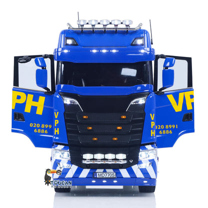 MD 1/14 RC 4x4 Tractor Truck 770S Full Front View, Factory Painted Cab with White Bumper Stripe