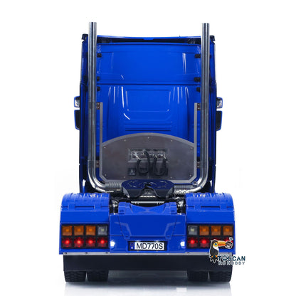 MD 1/14 RC 4x4 Tractor Truck 770S Blue VPH Full Rear View, Simulated Tail Lamp and Rear Frame Details