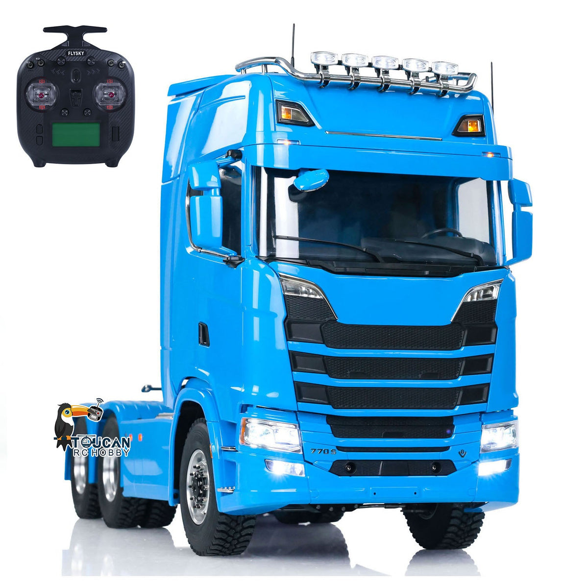MD 1/14 RC 6x6 Tractor Truck 770S Blue Version, 6x6 AWD, 2-Speed Gearbox, Pre-painted Assembled RC Truck
