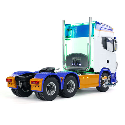 MD 1/14 RC 6x6 Tractor Truck 770S Tilt Cab Side View, Heavy Duty Metal Chassis & CNC Machined Axles