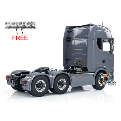 MD 1/14 RC 6x6 Tractor Truck 770S Grey Right Oblique View, Pre-installed Motor ESC Servo Assembly