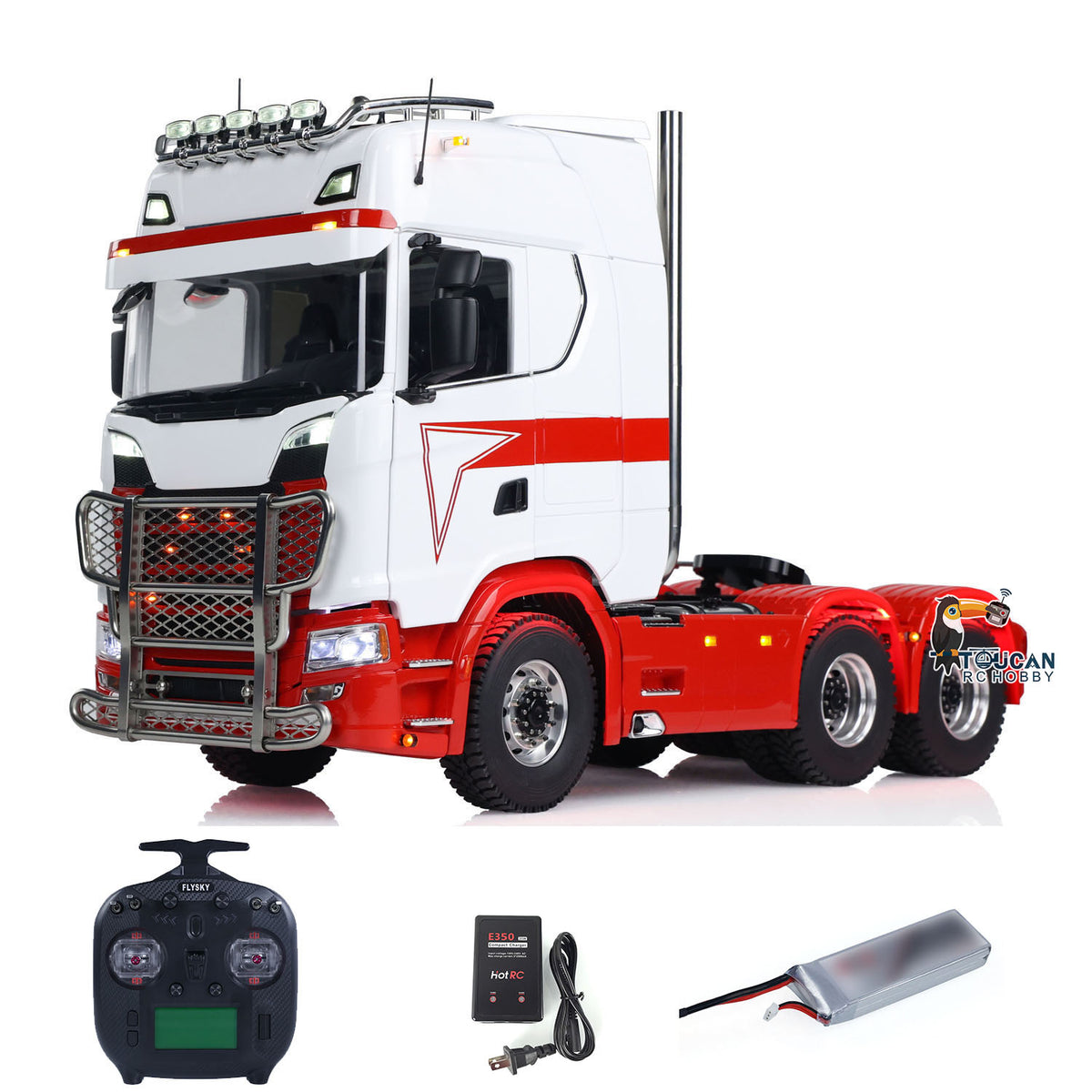 MD 1/14 RC 6x6 Metal Tractor Truck 770S Side View, 6x6 AWD, 2-Speed Gearbox, Pre-assembled Painted Cab Shell