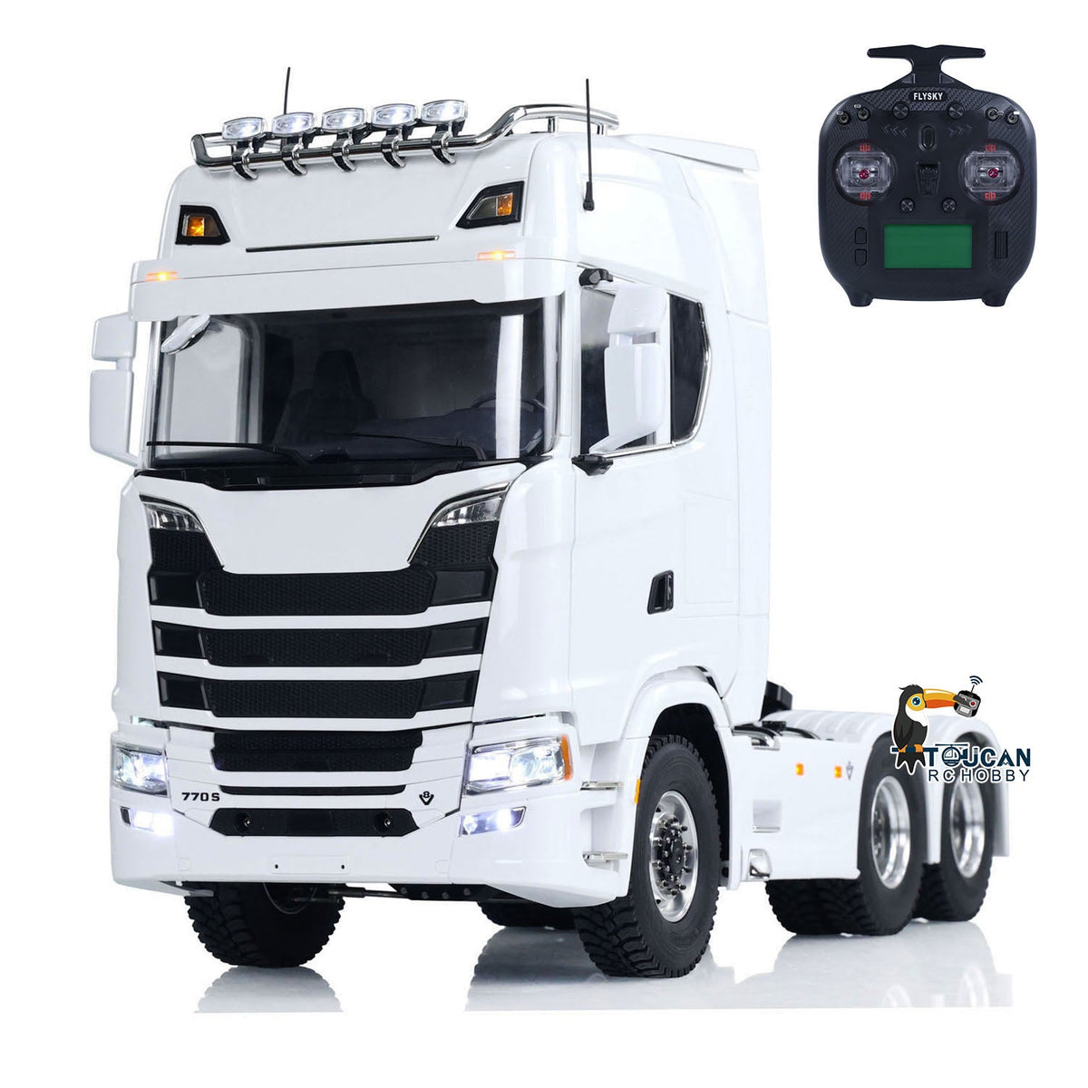 MD 1/14 RC 6x6 Tractor Truck 770S White Version, Openable Cab Doors, Scale RC Tractor Model