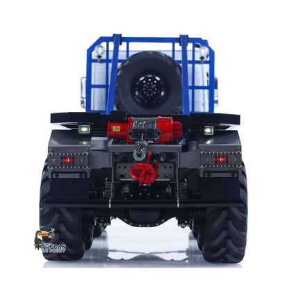 MD 1/14 RC 8X8 Flatbed Truck Blue White Straight Rear View, Rear Axle & Mechanical Detail