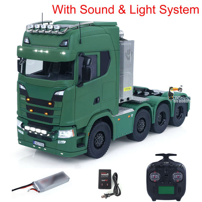 MD 1/14 Metal RC 8x8 Tractor Truck Matte Green, Wheel-side Reduction Axle,Differential Lock,Cab Suspension,ST8 Transmitter,Battery & Charger RTR 