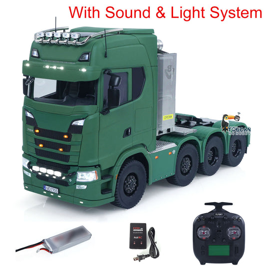 MD 1/14 Metal RC 8x8 Tractor Truck Matte Green, Wheel-side Reduction Axle,Differential Lock,Cab Suspension,ST8 Transmitter,Battery & Charger RTR 