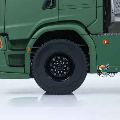 MD 1/14 RC 8x8 Metal Tractor Truck Wheel Tire & Fender Close-Up,Heavy-Duty Rubber Tire & Metal Hub Details