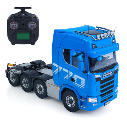 MD 1/14 RC 8x8 Tractor Truck 770S Blue Left Oblique View,Heavy Duty Metal Chassis 8x8 Drivetrain