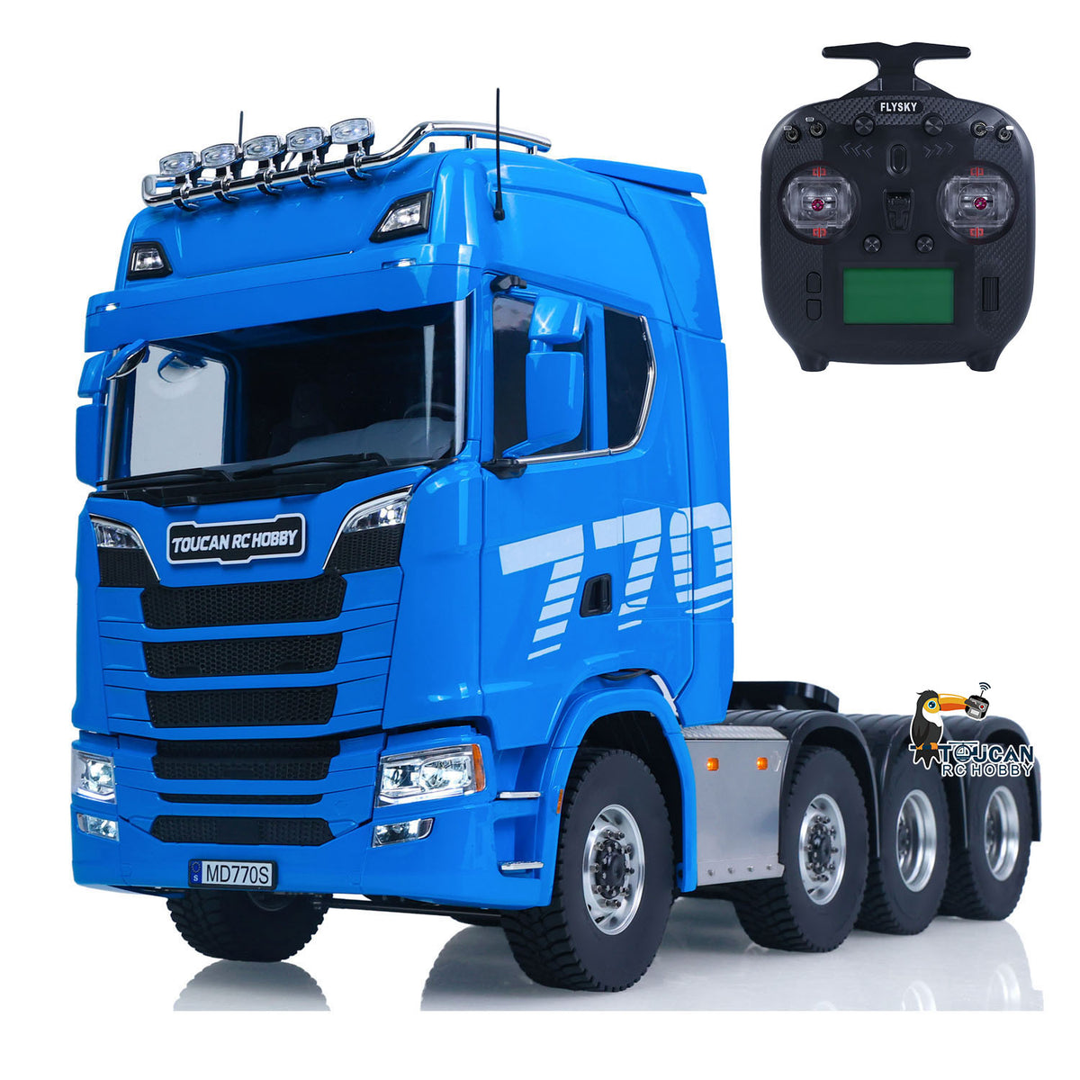 MD 1/14 RC 8x8 Tractor Truck 770S Blue, Metal Chassis,2-Speed Gearbox,Light & Sound System,ST8 Transmitter,No Battery Charger RTR Model