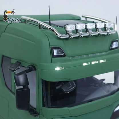 MD 1/14 RC 8x8 Metal Tractor Truck Cab Roof Light Close-Up,Flowing Water Light & Multi-mode LED Lighting