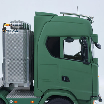 MD 1/14 RC 8x8 Metal Tractor Truck Cab Side Shell Close-Up,Matte Green Painted Body Panel Simulation