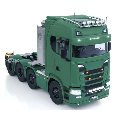 MD 1/14 RC 8x8 Metal Tractor Truck Matte Green Oblique Display,Realistic Light & Sound Hobby Scale Truck Model