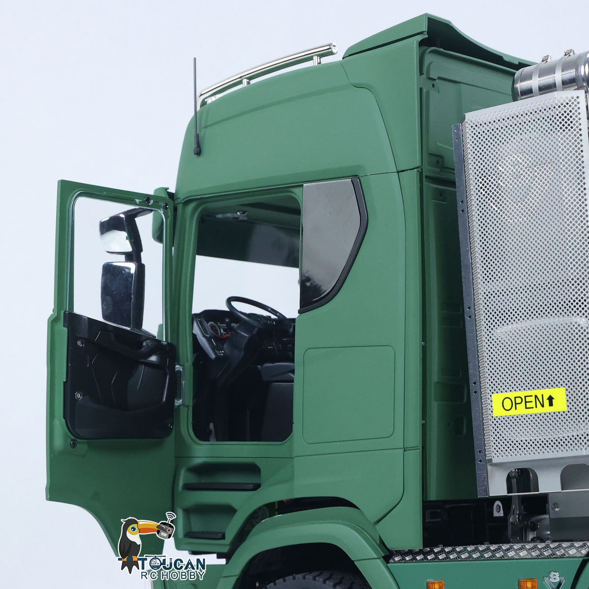 MD 1/14 RC 8x8 Metal Tractor Truck Open Cab Door Interior Close-Up,Detailed Simulation Cab Interior