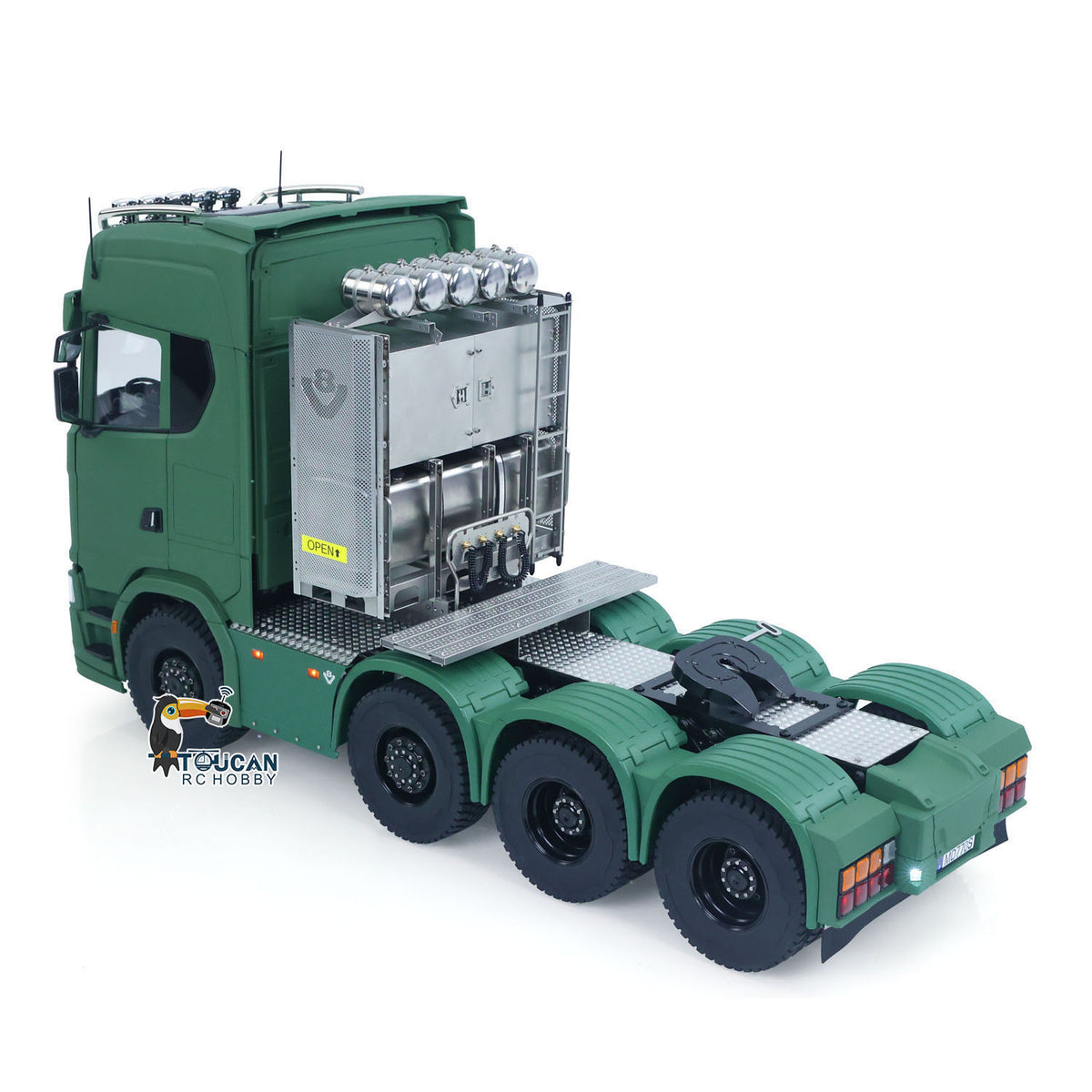MD 1/14 RC 8x8 Metal Tractor Truck Side Equipment Rack Close-Up,Metal Chassis & Auxiliary Tank Details