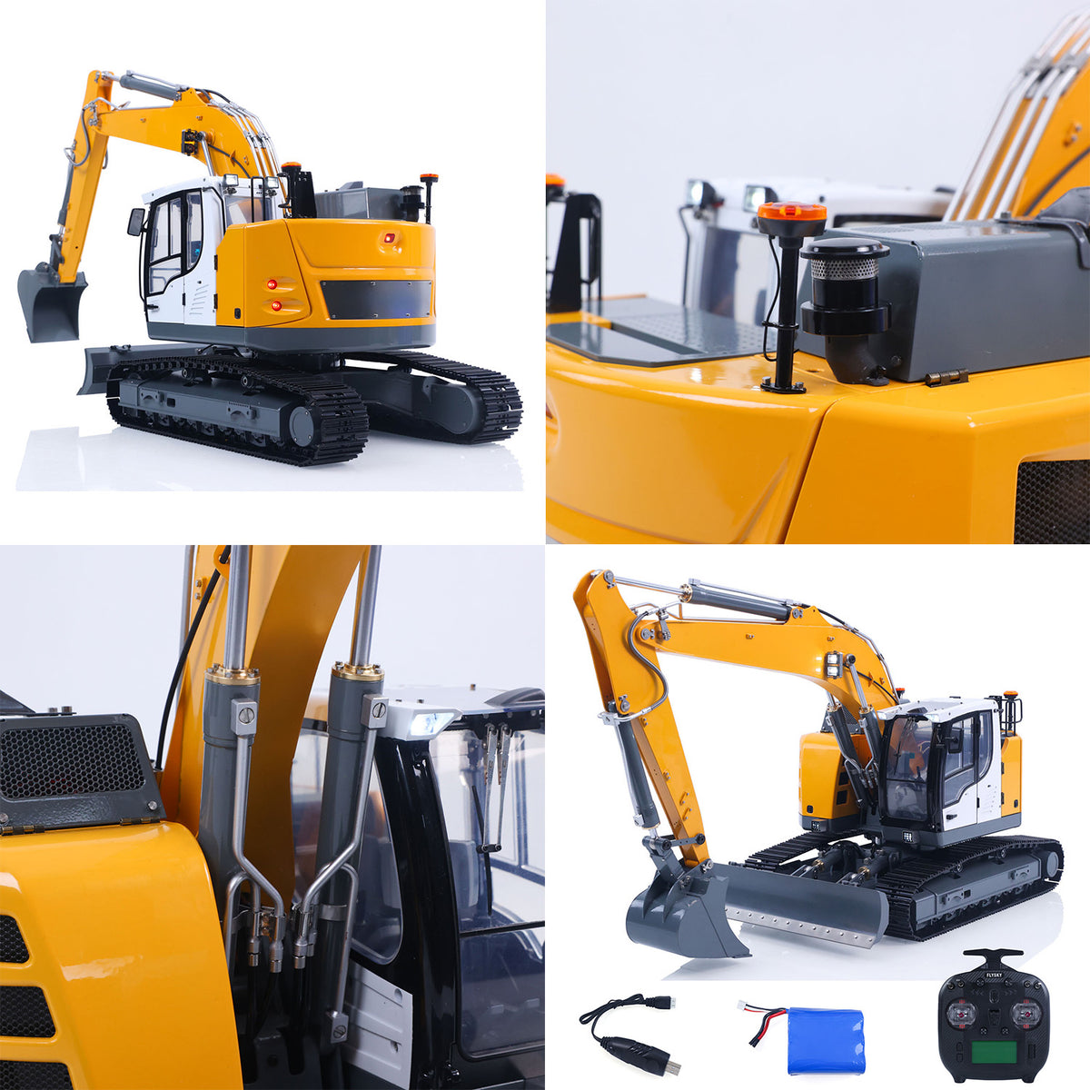 MD 1/14 RC Hydraulic Excavator LR926 Multi Shot Collage, Two-section Arm, Metal Hydraulic Pipeline Assembly
