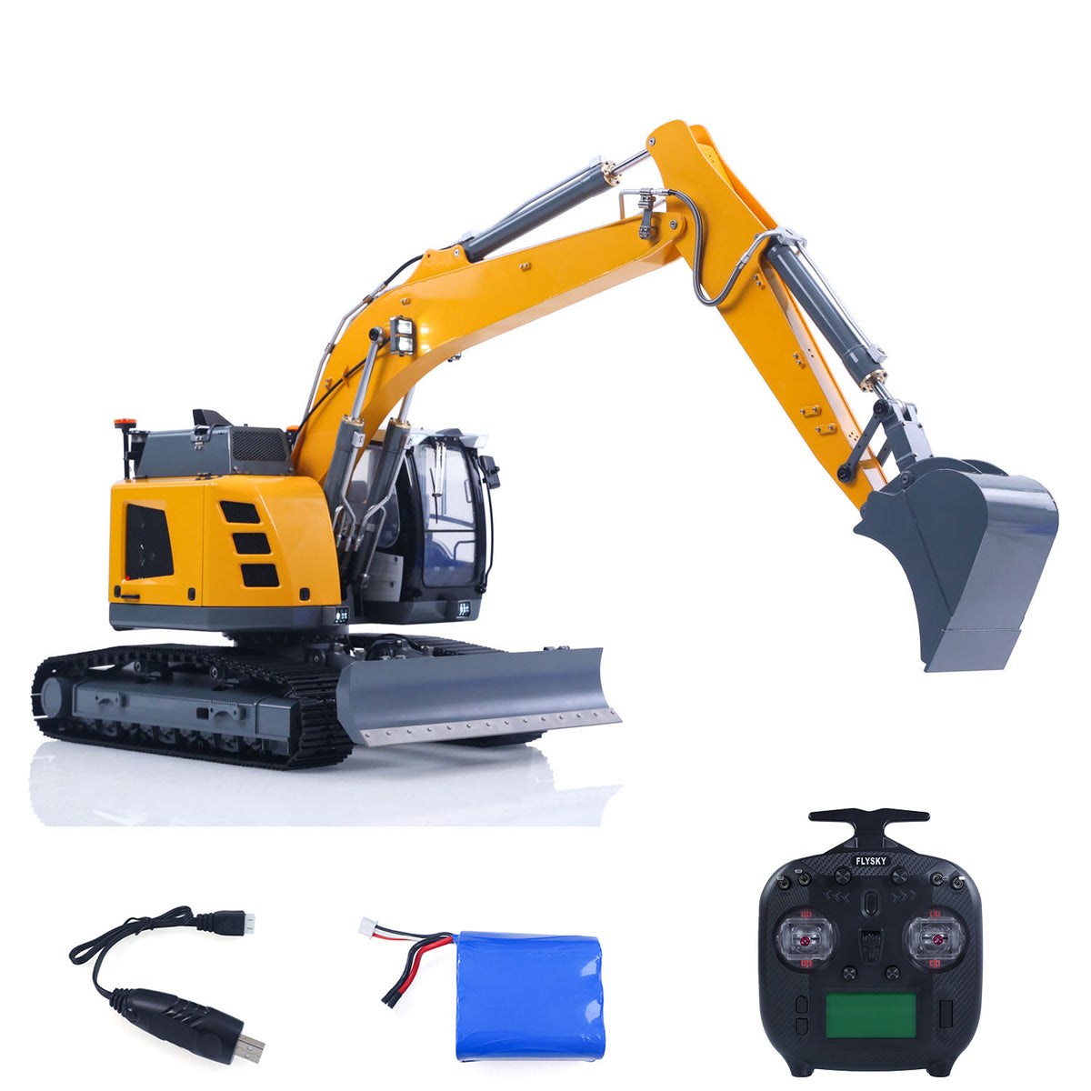 MD 1/14 RC Metal Track Excavator LR926, Pre-painted Assembled Model, Light & Sound, Ultrasonic Smoke Effect