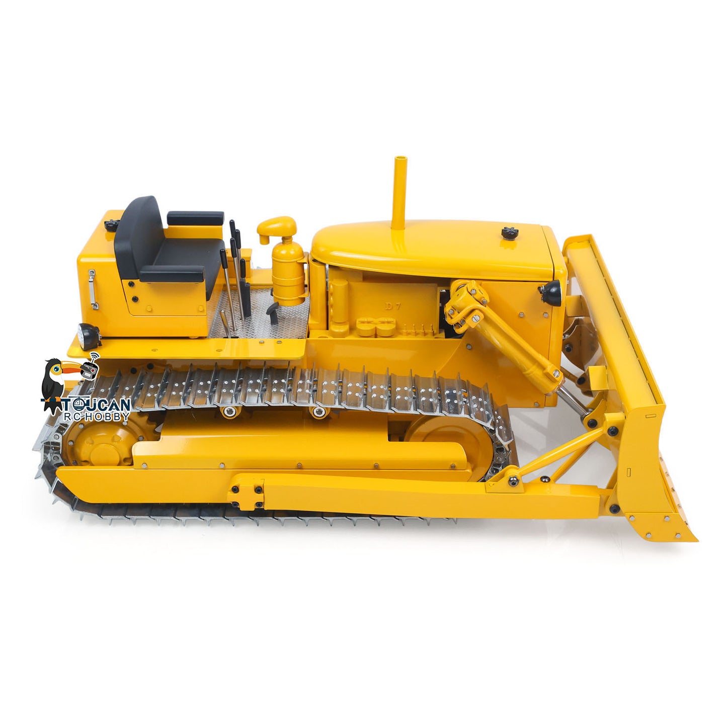 MD D7 1/14 metal hydraulic RC bulldozer yellow side view