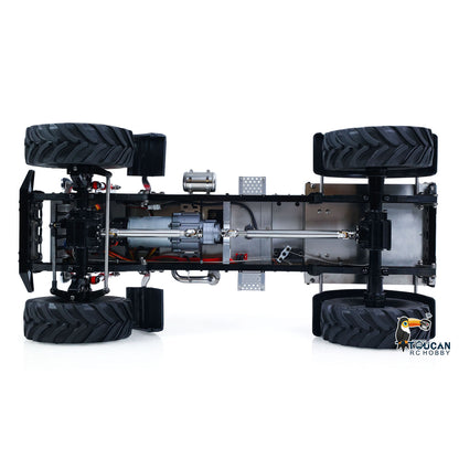 MD MD009 1/10 RC 4X4 Metal Tractor Truck Top-Down Chassis View, Full 4X4 Drivetrain, 2-Speed Gearbox, Axle Differential Lock Structure
