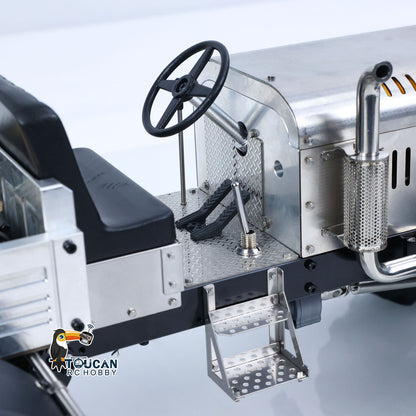 MD MD009 1/10 RC 4X4 Tractor Truck Cabin Interior Close-Up, Steering Wheel Linkage Steering Mechanism Detail
