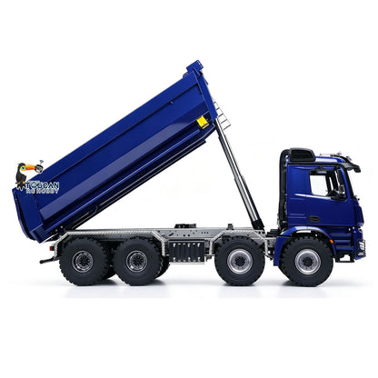 MD 1/14 RC BZ 8x8 Hydraulic Dump Truck 3348 Blue High‑Tilt Working Pose, 2212‑930KV Hydraulic Pump Assembly