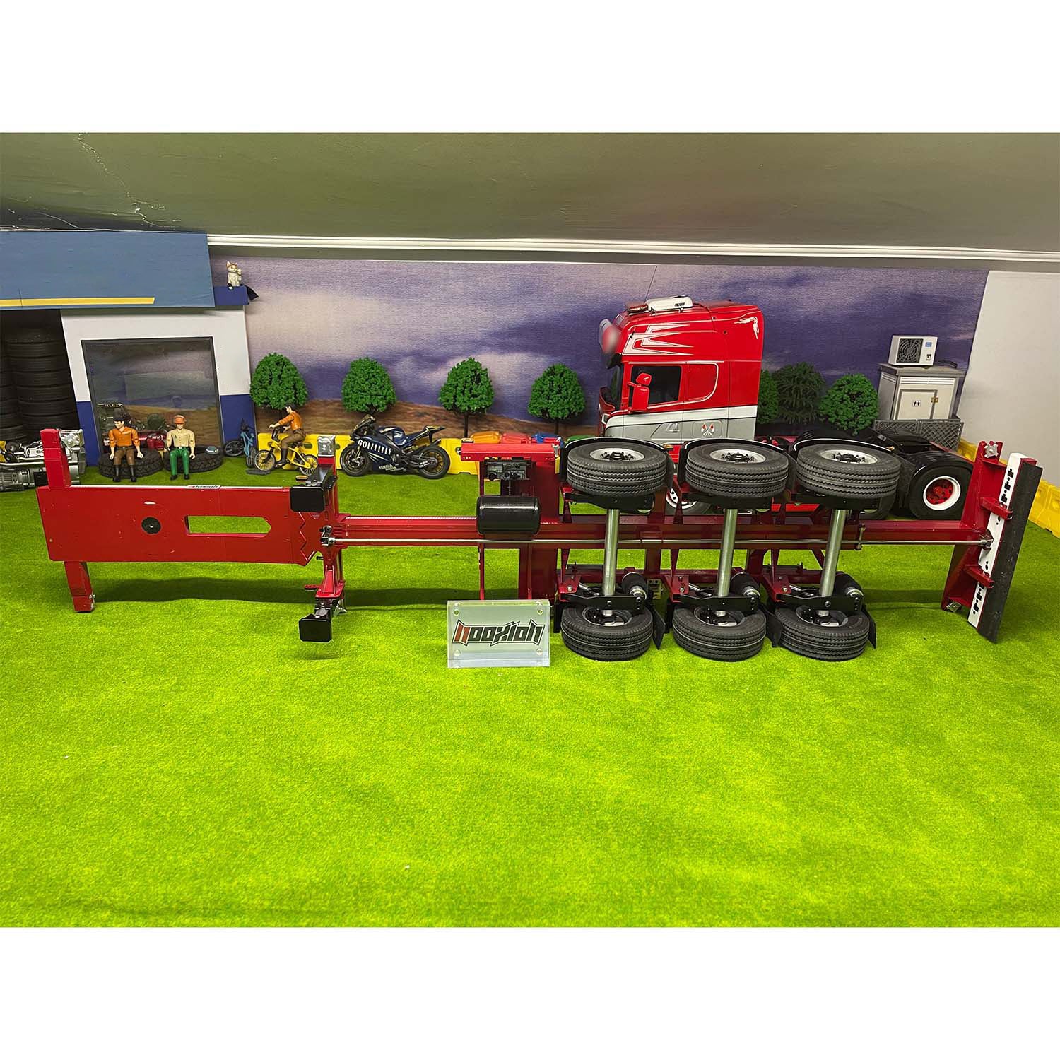 NX 1/14 extendable metal RC trailer extended chassis view