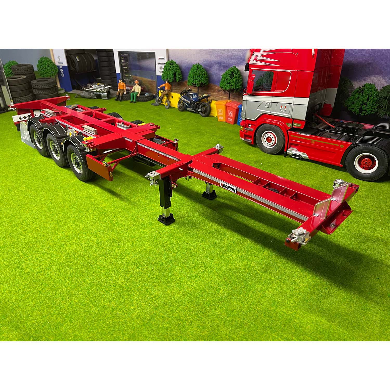 NX 1/14 metal RC trailer front right view
