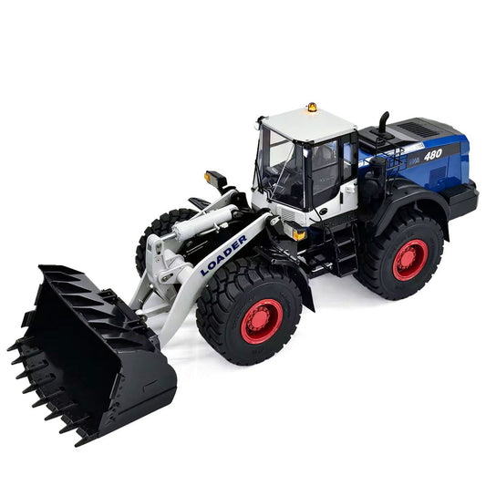 Metal 1/14 5CH Valves RC Hydraulic Wheeled Loader WA480 Heavy Construction Machine Differential Lock 2Speed Gearbox Quick Coupler Flysky Radio