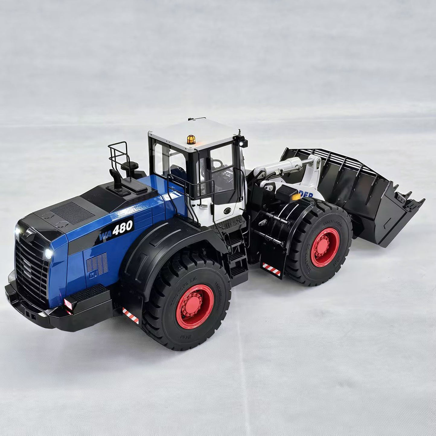 Metal 1/14 5CH Valves RC Hydraulic Wheeled Loader WA480 Heavy Construction Machine Differential Lock 2Speed Gearbox Quick Coupler Flysky Radio