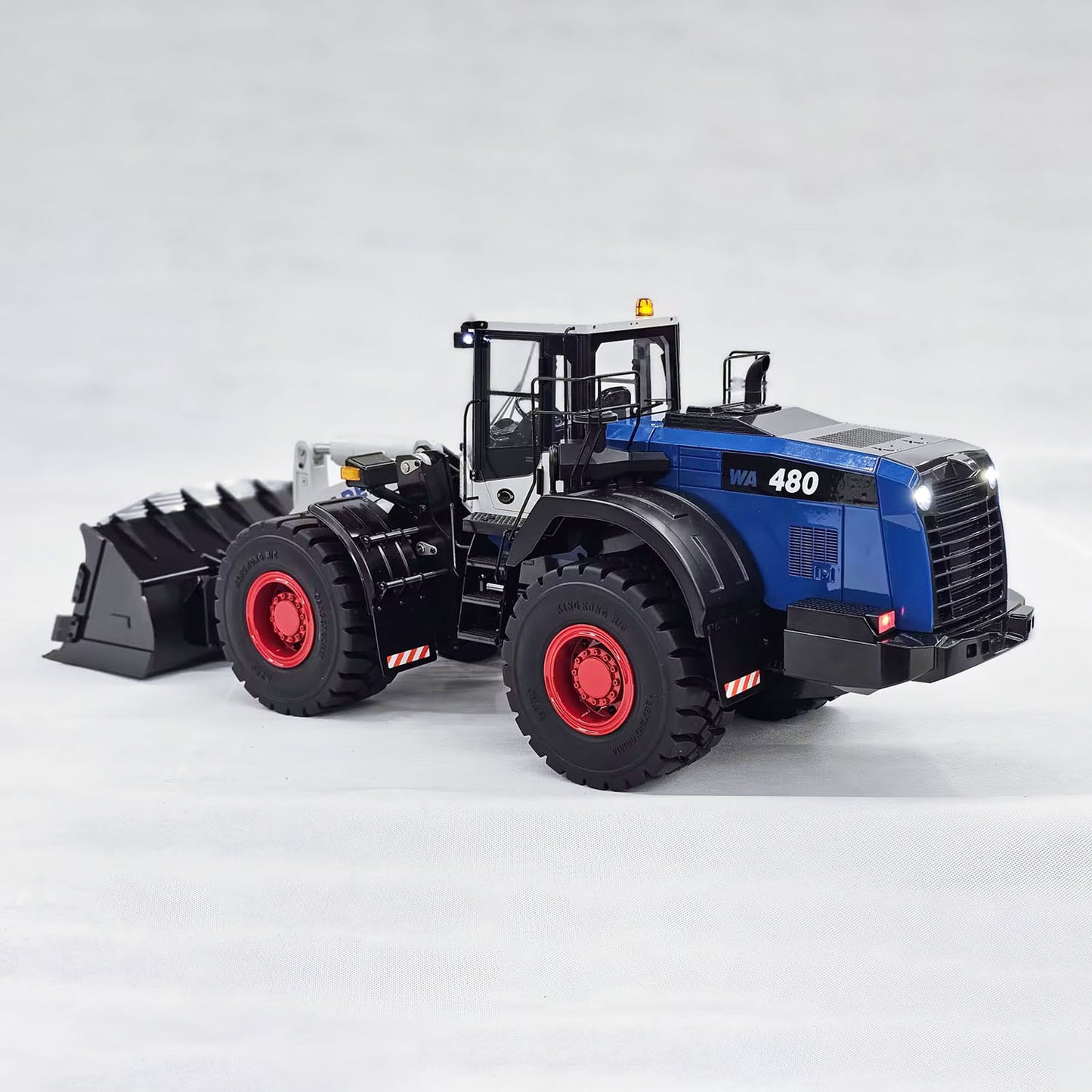 Metal 1/14 5CH Valves RC Hydraulic Wheeled Loader WA480 Heavy Construction Machine Differential Lock 2Speed Gearbox Quick Coupler Flysky Radio