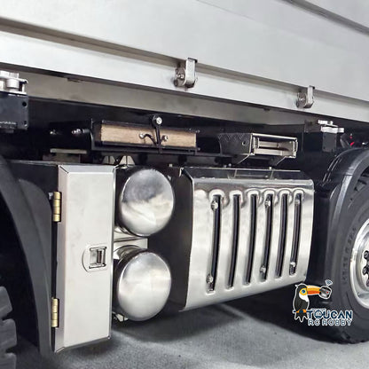 1/14 Metal 8X8 RC Hydraulic Crane Truck Remote Control Lorry with Extension Jib Electric Winch Removable Cargo Bed 3 Speed Diff Lock