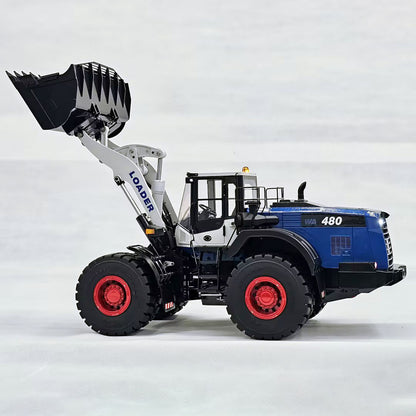 Metal 1/14 5CH Valves RC Hydraulic Wheeled Loader WA480 Heavy Construction Machine Differential Lock 2Speed Gearbox Quick Coupler Flysky Radio